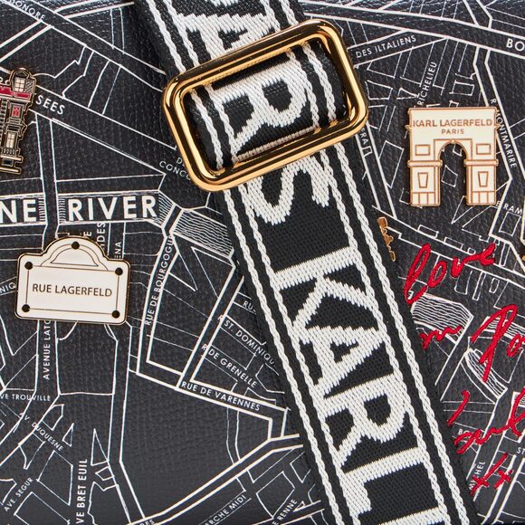 Karl Lagerfeld Paris Maybelle Love from Paris Crossbody, Black/Multi Black - Picture 3 of 5